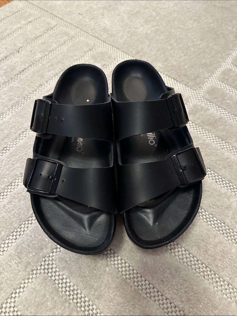 Papillio Black Double-Buckle Slide Clogs